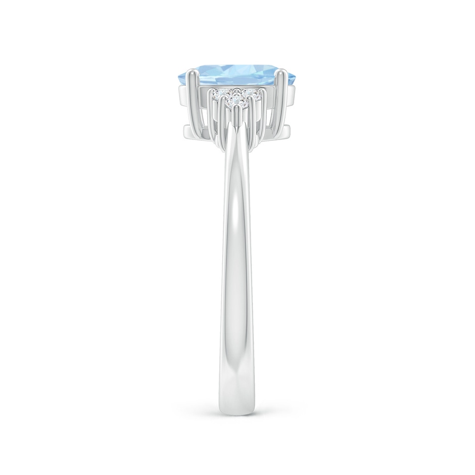 8x6mm AA Solitaire Oval Aquamarine and Diamond Promise Ring in White Gold side 2