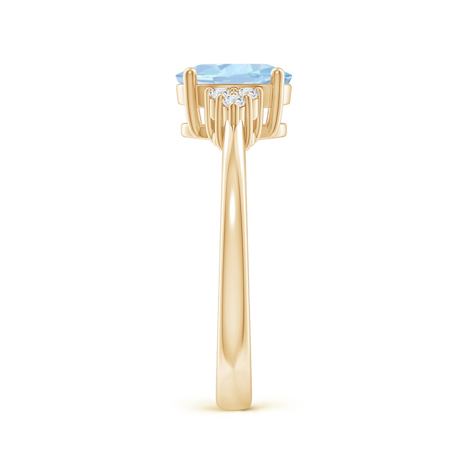 8x6mm AA Solitaire Oval Aquamarine and Diamond Promise Ring in Yellow Gold side 2