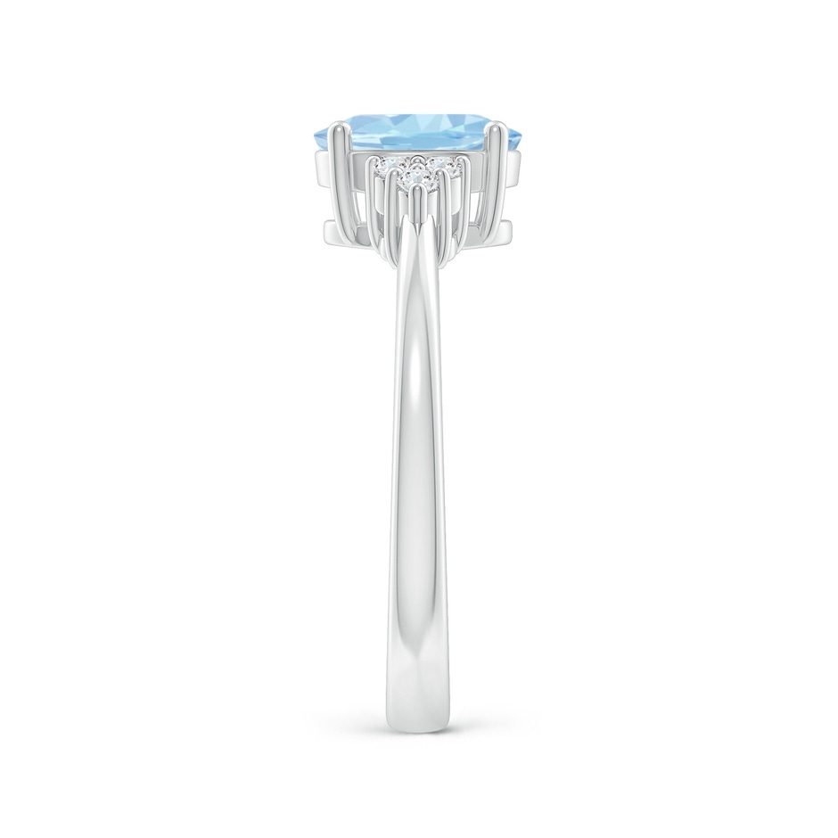 8x6mm AAA Solitaire Oval Aquamarine and Diamond Promise Ring in White Gold side 2