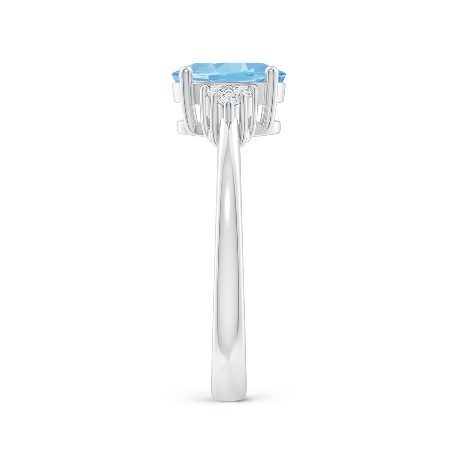 8x6mm AAAA Solitaire Oval Aquamarine and Diamond Promise Ring in P950 Platinum side 2