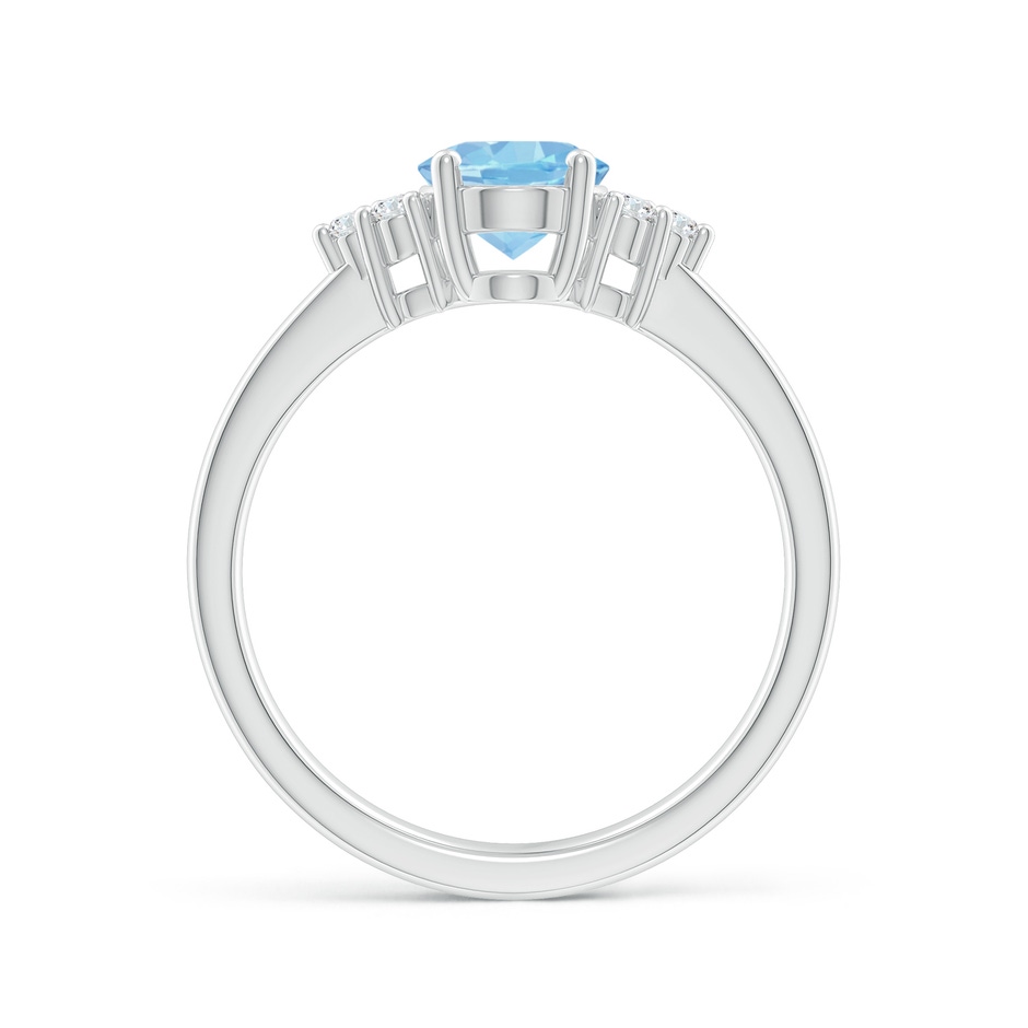 8x6mm AAAA Solitaire Oval Aquamarine and Diamond Promise Ring in White Gold side 1