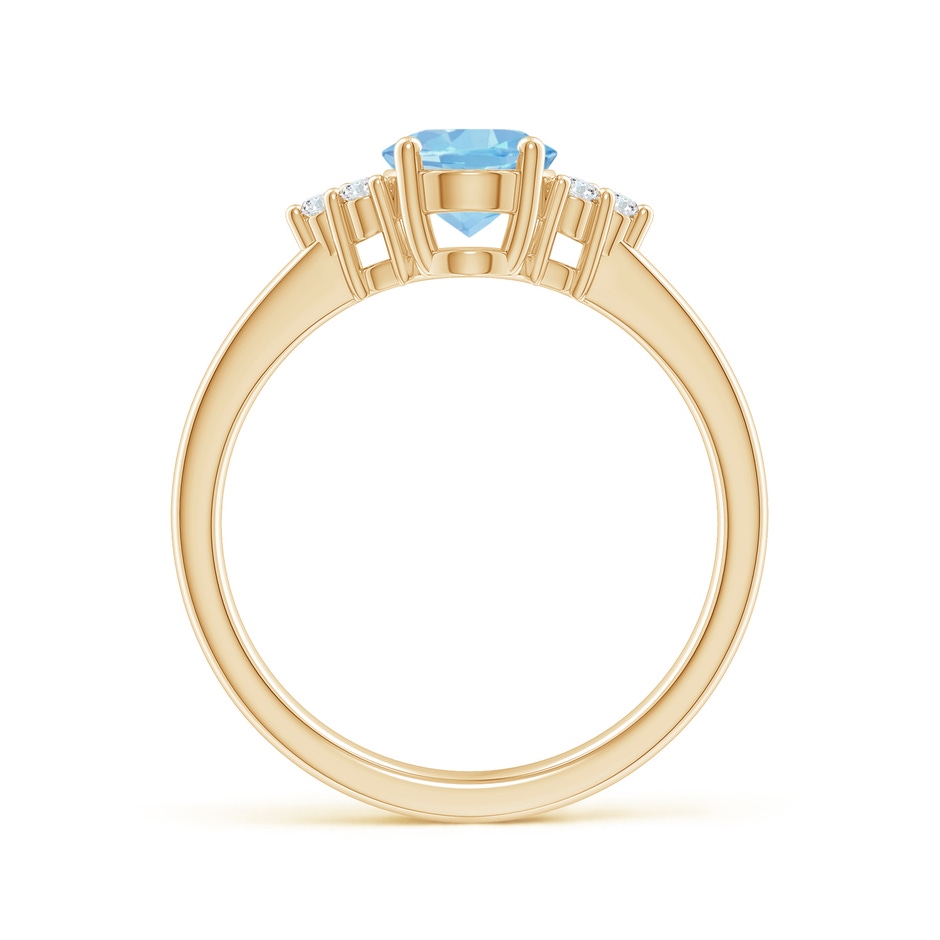 8x6mm AAAA Solitaire Oval Aquamarine and Diamond Promise Ring in Yellow Gold side 1