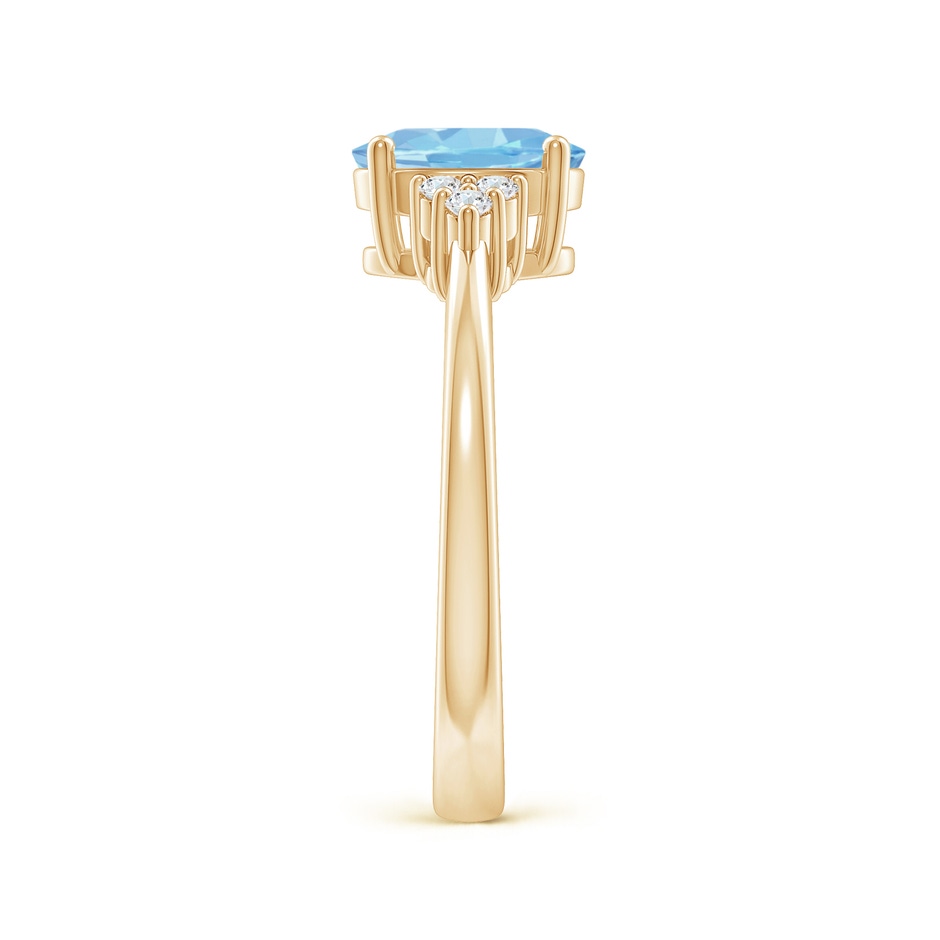 8x6mm AAAA Solitaire Oval Aquamarine and Diamond Promise Ring in Yellow Gold side 2