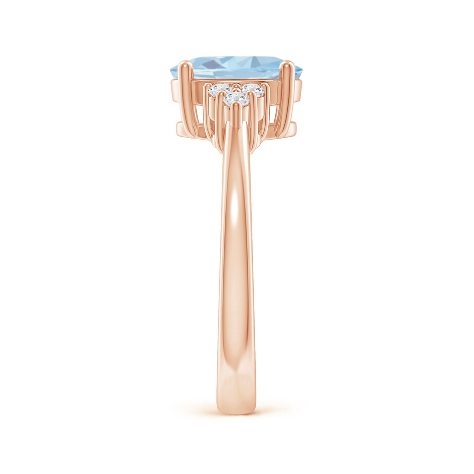 9x7mm A Solitaire Oval Aquamarine and Diamond Promise Ring in Rose Gold side 2