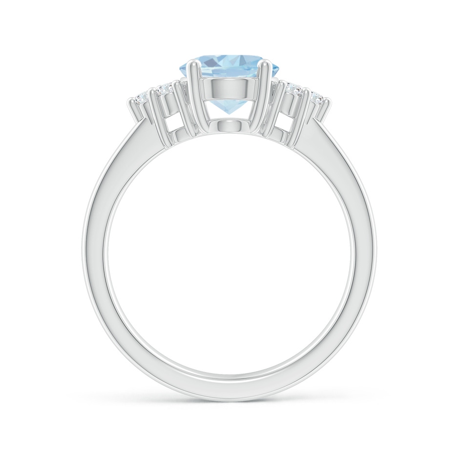 9x7mm A Solitaire Oval Aquamarine and Diamond Promise Ring in White Gold side 1