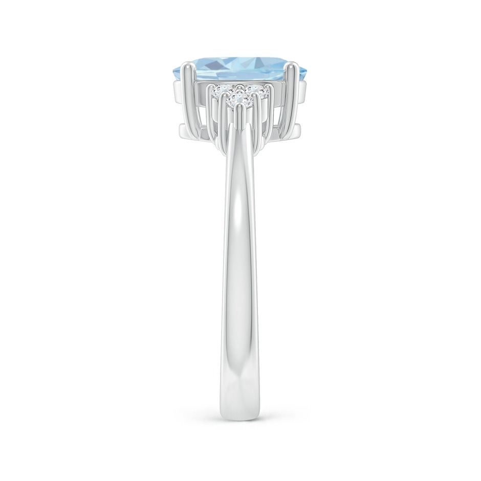 9x7mm A Solitaire Oval Aquamarine and Diamond Promise Ring in White Gold side 2