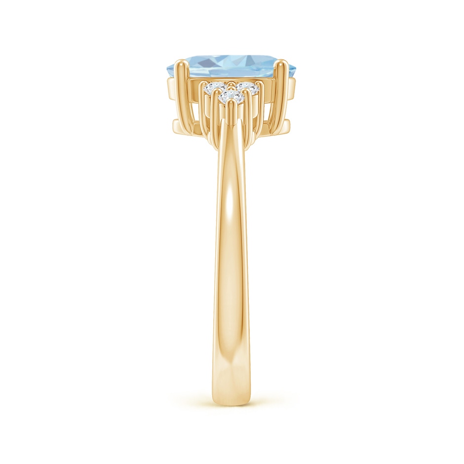 9x7mm A Solitaire Oval Aquamarine and Diamond Promise Ring in Yellow Gold side 2