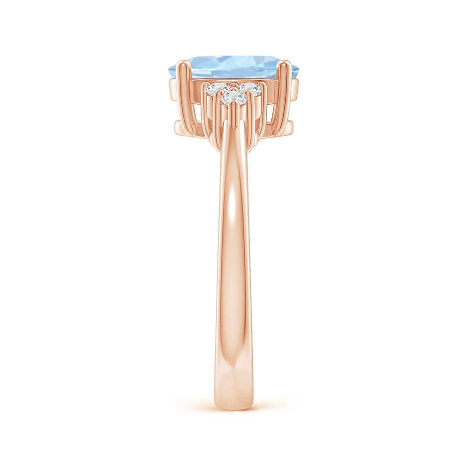 9x7mm AA Solitaire Oval Aquamarine and Diamond Promise Ring in Rose Gold side 2