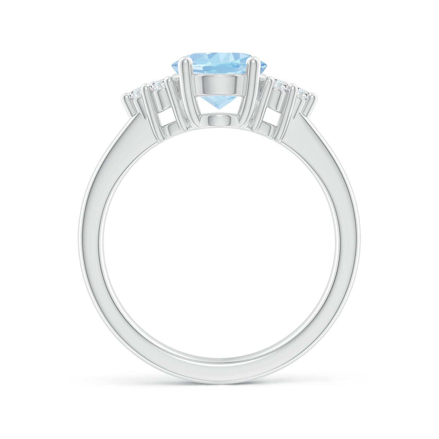 9x7mm AAA Solitaire Oval Aquamarine and Diamond Promise Ring in P950 Platinum