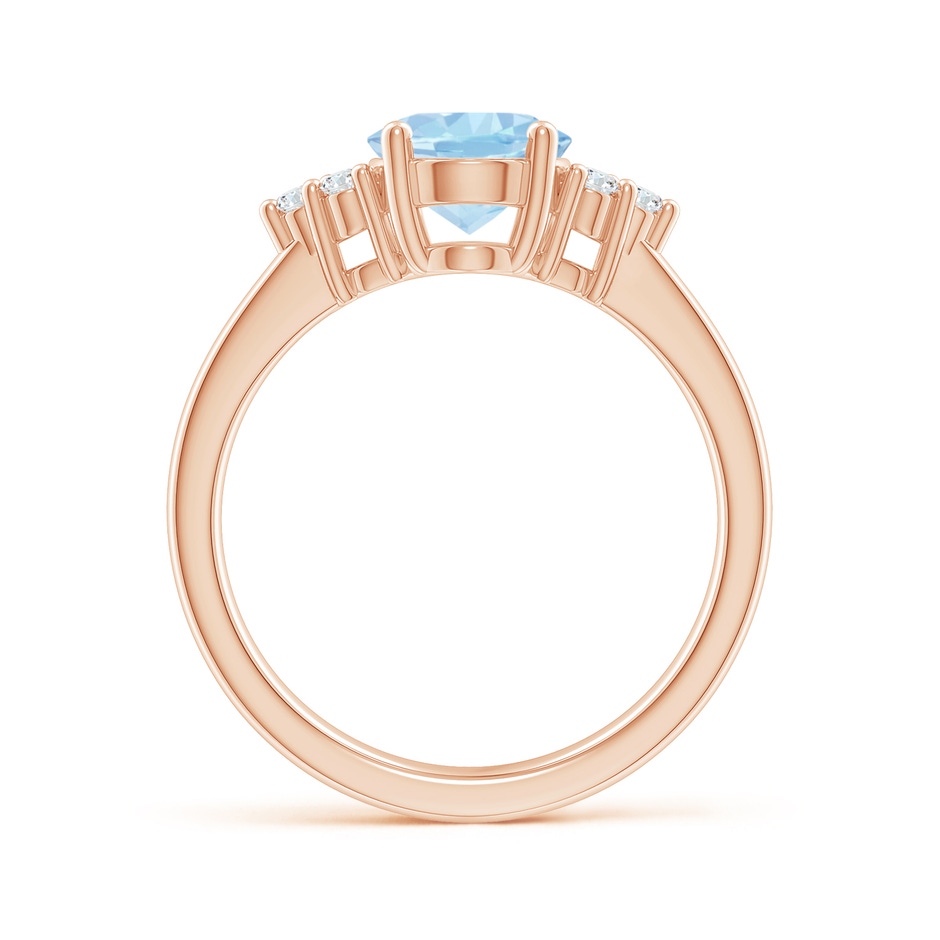 9x7mm AAA Solitaire Oval Aquamarine and Diamond Promise Ring in Rose Gold side 1