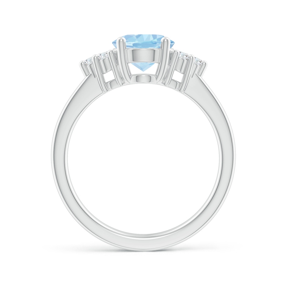 9x7mm AAA Solitaire Oval Aquamarine and Diamond Promise Ring in White Gold side 1