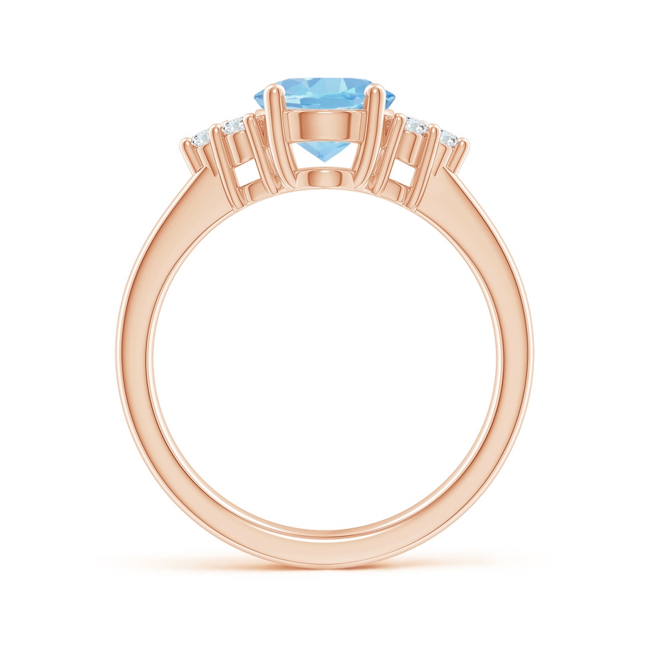 9x7mm AAAA Solitaire Oval Aquamarine and Diamond Promise Ring in Rose Gold side 1