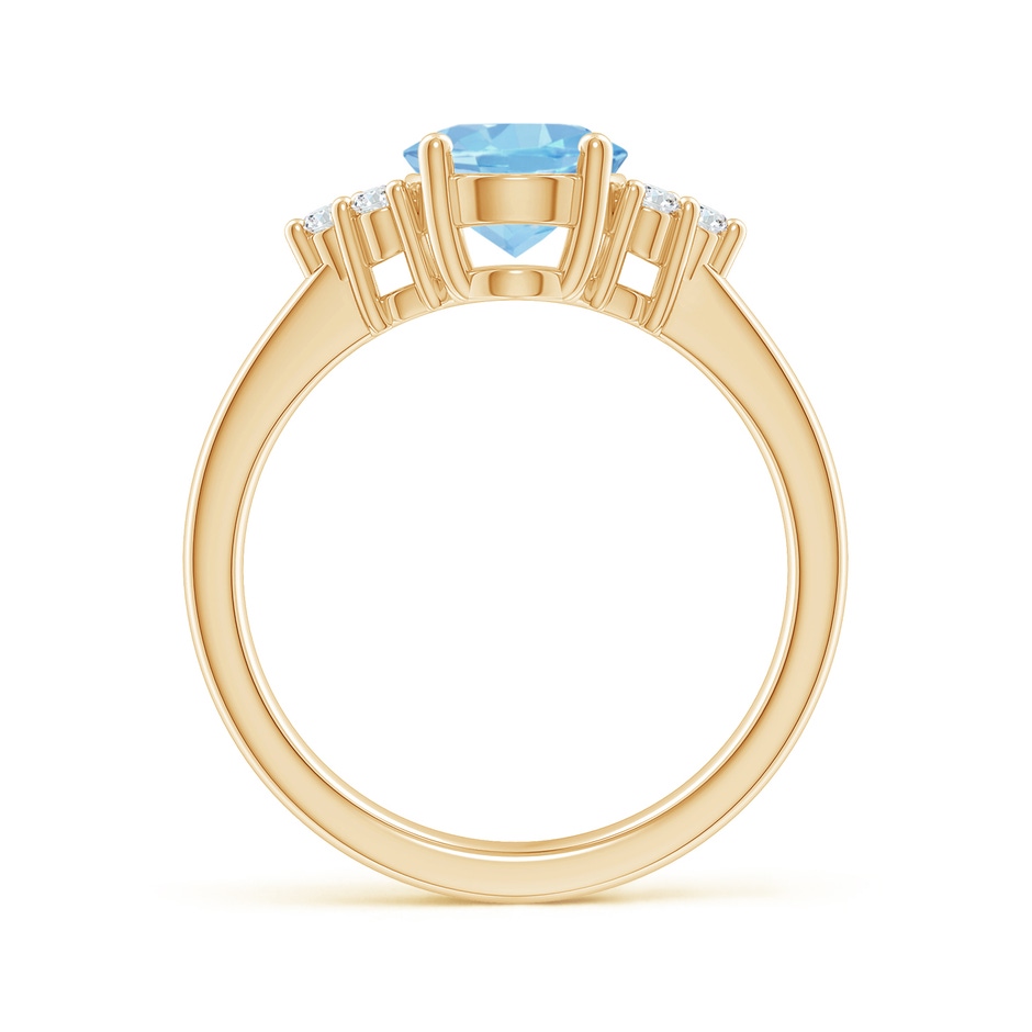 9x7mm AAAA Solitaire Oval Aquamarine and Diamond Promise Ring in Yellow Gold side 1