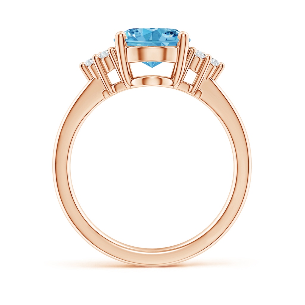 10x8mm AAAA Solitaire Oval Fancy Intense Blue and White Diamond Promise Ring in Rose Gold - side 199