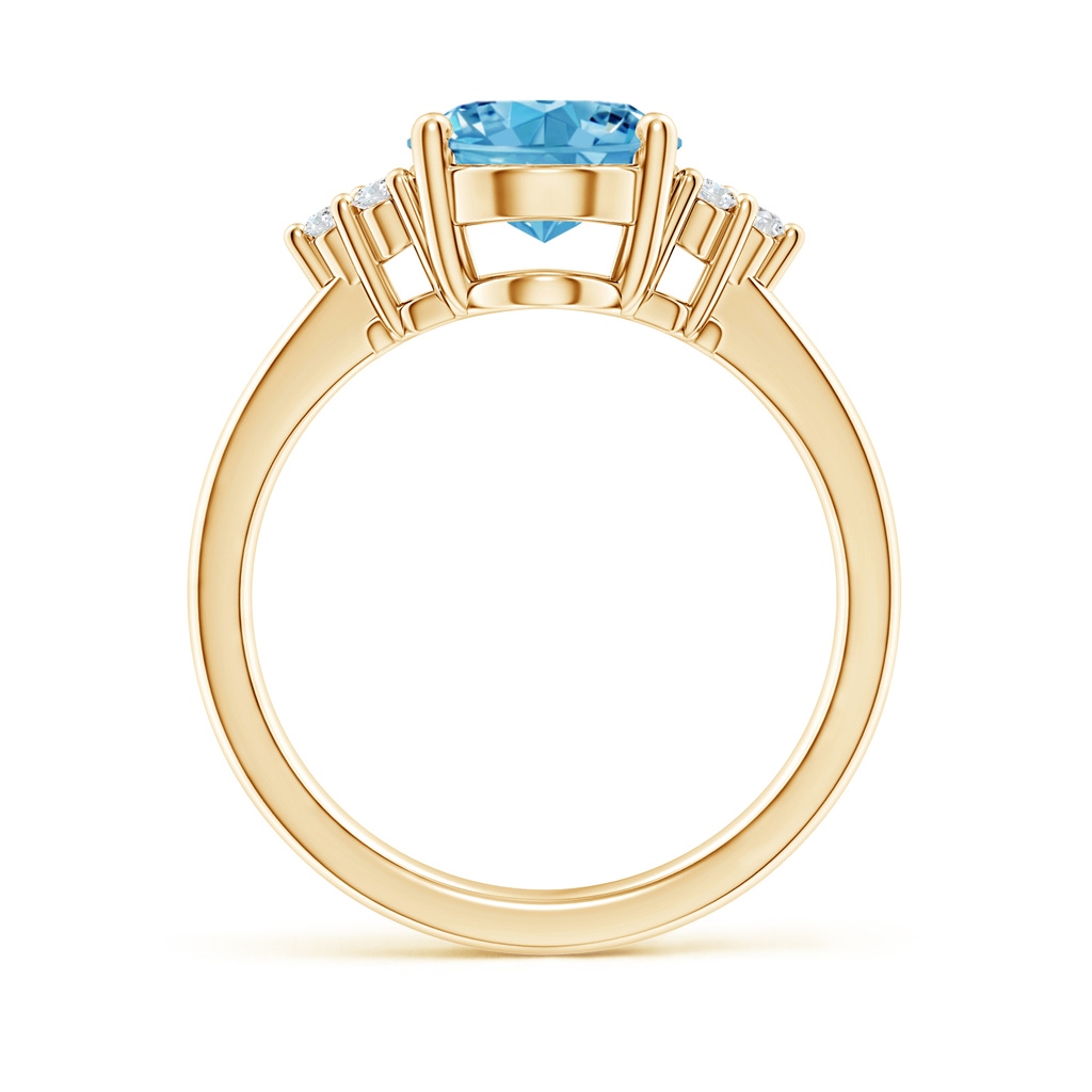 10x8mm AAAA Solitaire Oval Fancy Intense Blue and White Diamond Promise Ring in Yellow Gold - side 199