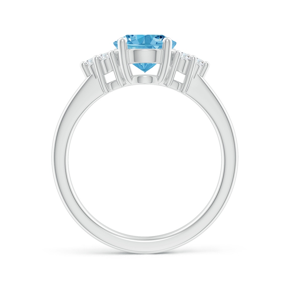 9x7mm AAAA Solitaire Oval Fancy Intense Blue and White Diamond Promise Ring in P950 Platinum side 199