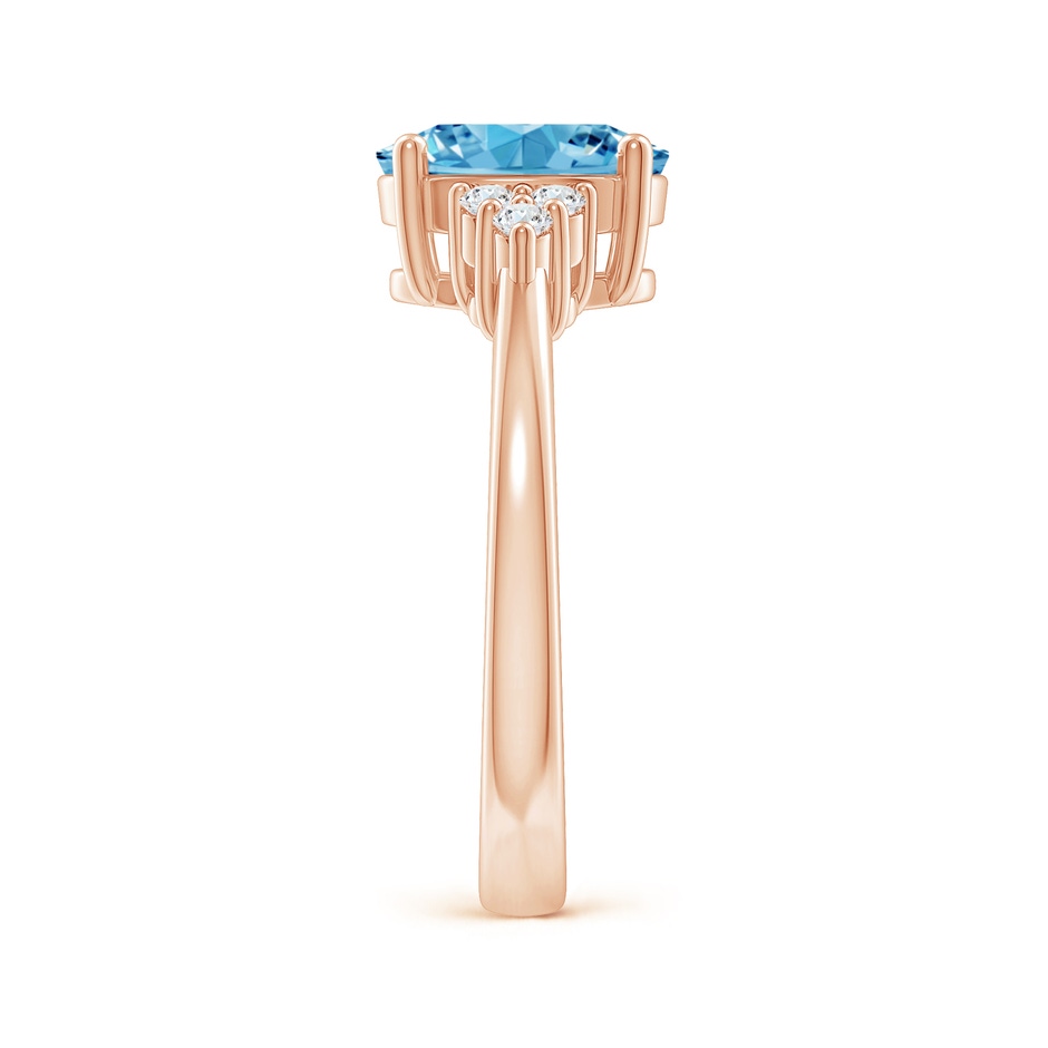 9x7mm AAAA Solitaire Oval Fancy Intense Blue and White Diamond Promise Ring in Rose Gold side 299