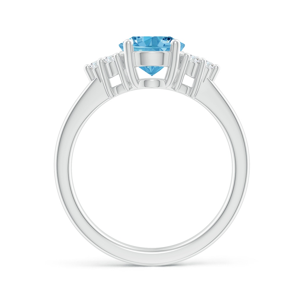 9x7mm AAAA Solitaire Oval Fancy Intense Blue and White Diamond Promise Ring in White Gold - side 199