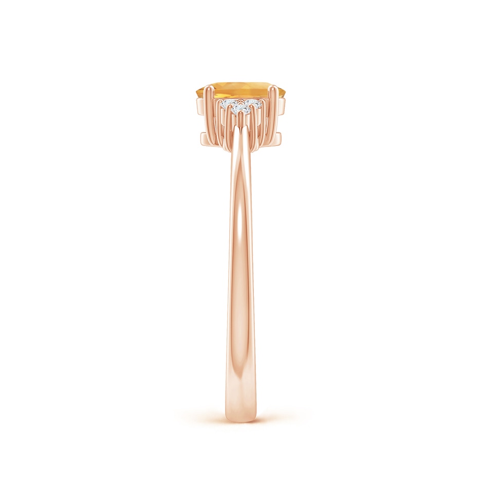 6x4mm A Solitaire Oval Citrine Ring with Trio Diamond Accents in Rose Gold side 2