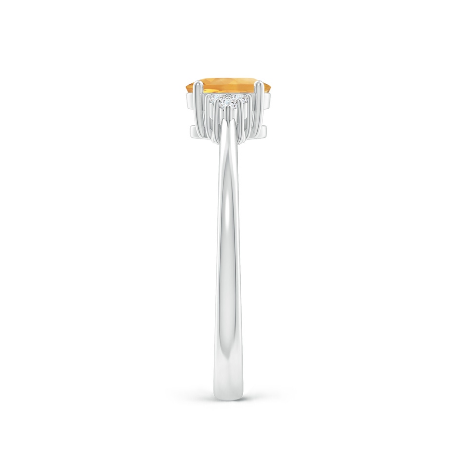 6x4mm A Solitaire Oval Citrine Ring with Trio Diamond Accents in White Gold side 2