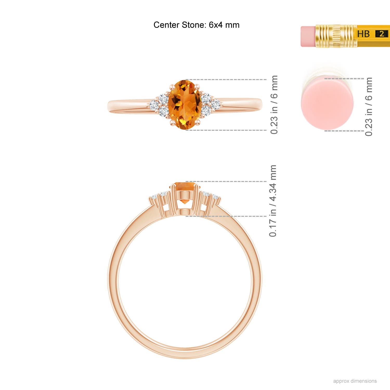 AAA - Citrine / 0.46 CT / 14 KT Rose Gold