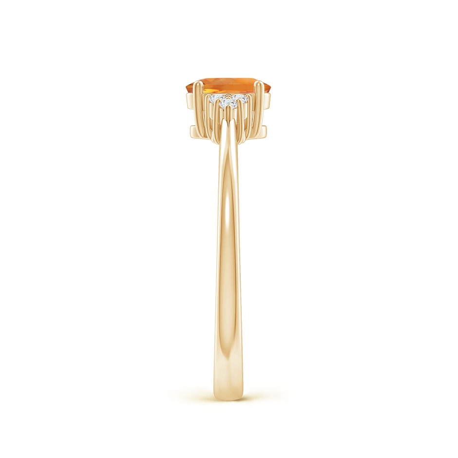 6x4mm AAA Solitaire Oval Citrine Ring with Trio Diamond Accents in Yellow Gold side 2