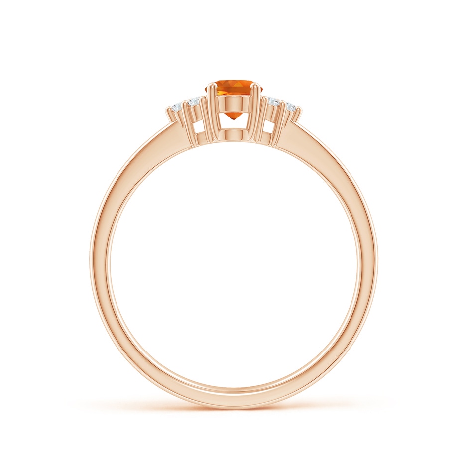 6x4mm AAAA Solitaire Oval Citrine Ring with Trio Diamond Accents in Rose Gold side 1