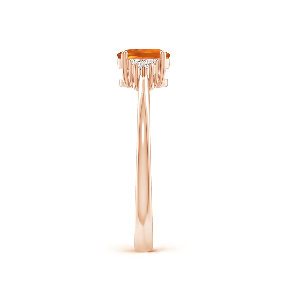 6x4mm AAAA Solitaire Oval Citrine Ring with Trio Diamond Accents in Rose Gold side 2