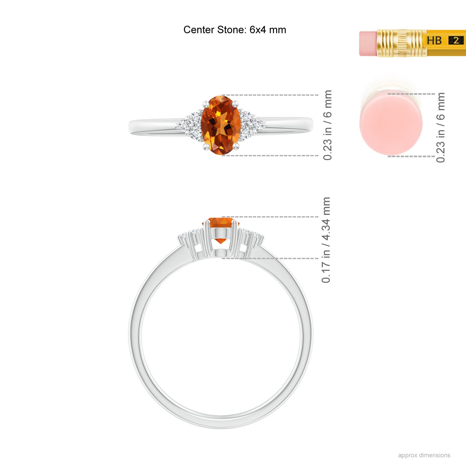 AAAA - Citrine / 0.46 CT / 14 KT White Gold