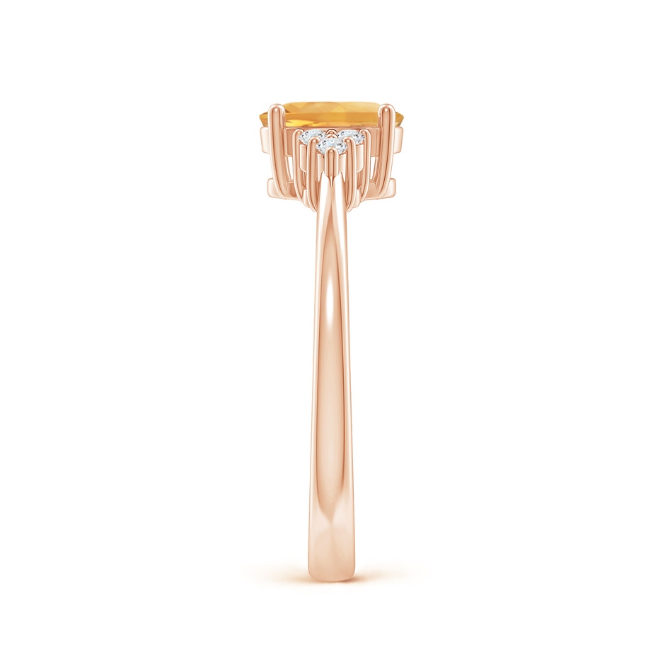 7x5mm A Solitaire Oval Citrine Ring with Trio Diamond Accents in Rose Gold side 2