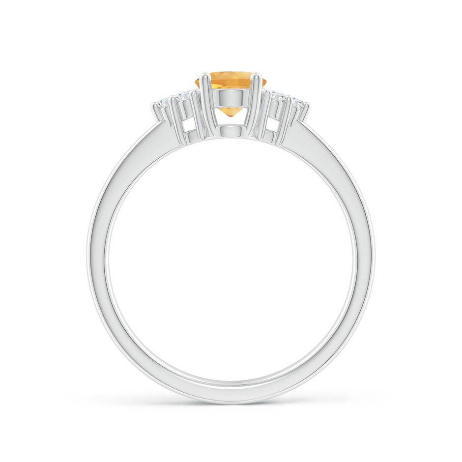 7x5mm A Solitaire Oval Citrine Ring with Trio Diamond Accents in White Gold side 1