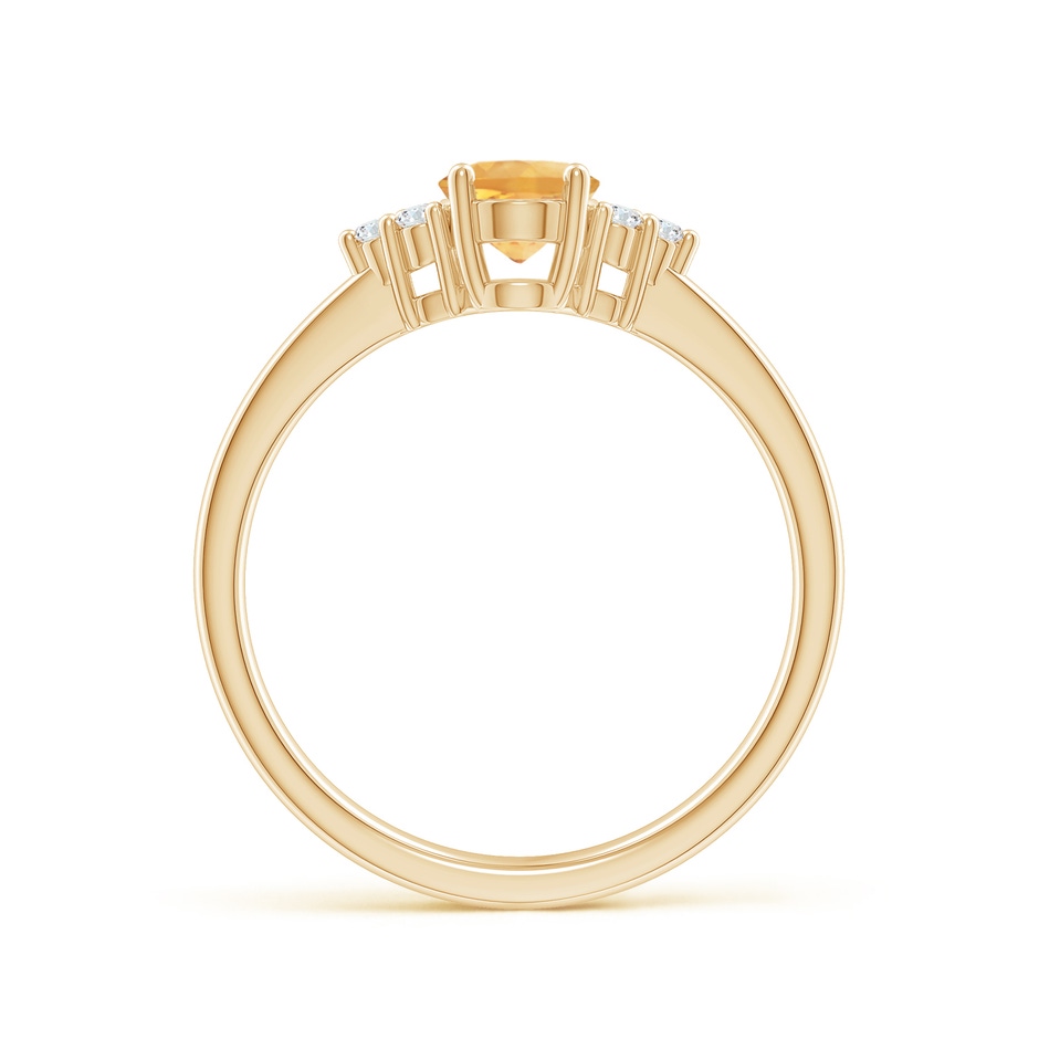 7x5mm A Solitaire Oval Citrine Ring with Trio Diamond Accents in Yellow Gold side 1