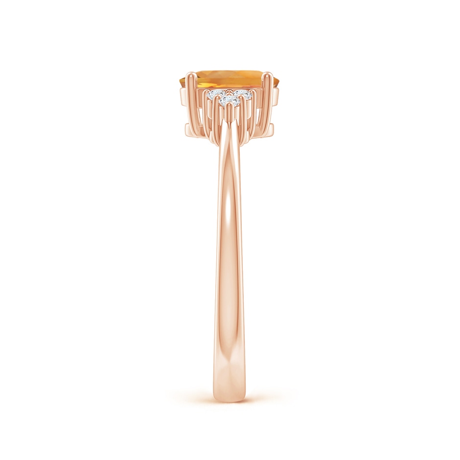 7x5mm AA Solitaire Oval Citrine Ring with Trio Diamond Accents in Rose Gold side 2