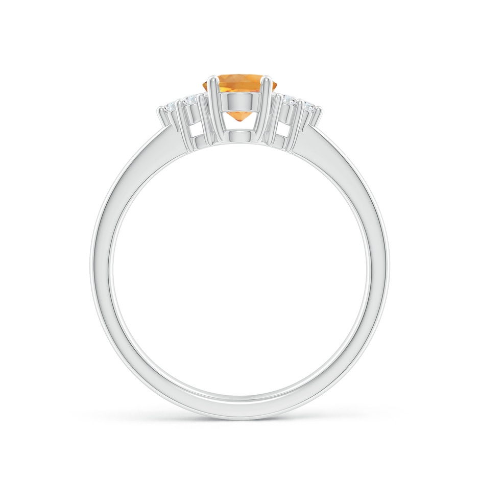 7x5mm AA Solitaire Oval Citrine Ring with Trio Diamond Accents in White Gold side 1
