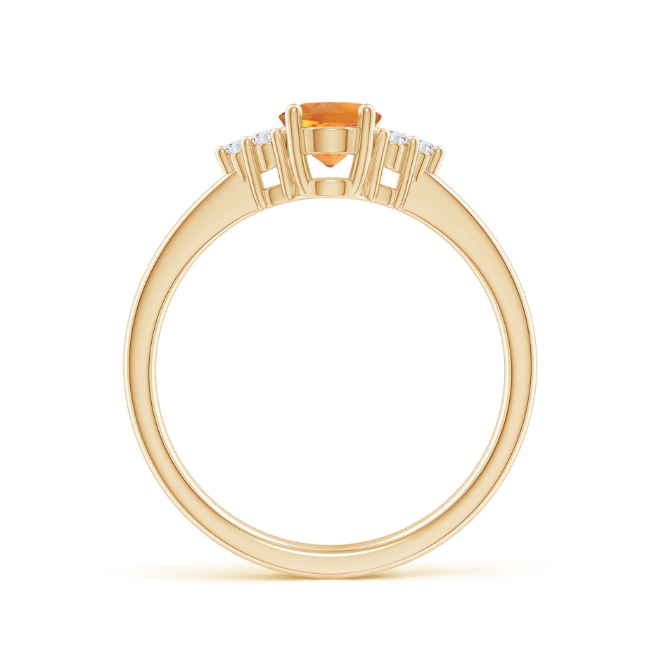 7x5mm AAA Solitaire Oval Citrine Ring with Trio Diamond Accents in Yellow Gold side 1
