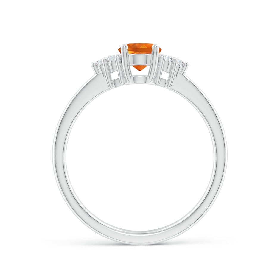 7x5mm AAAA Solitaire Oval Citrine Ring with Trio Diamond Accents in P950 Platinum side 1