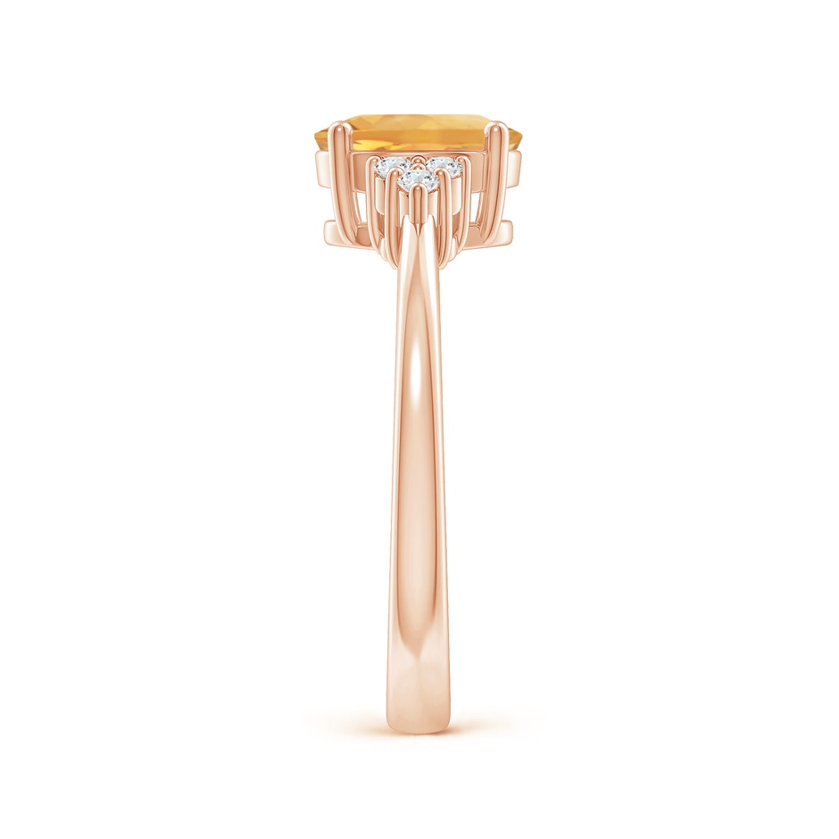 8x6mm A Solitaire Oval Citrine Ring with Trio Diamond Accents in Rose Gold side 2