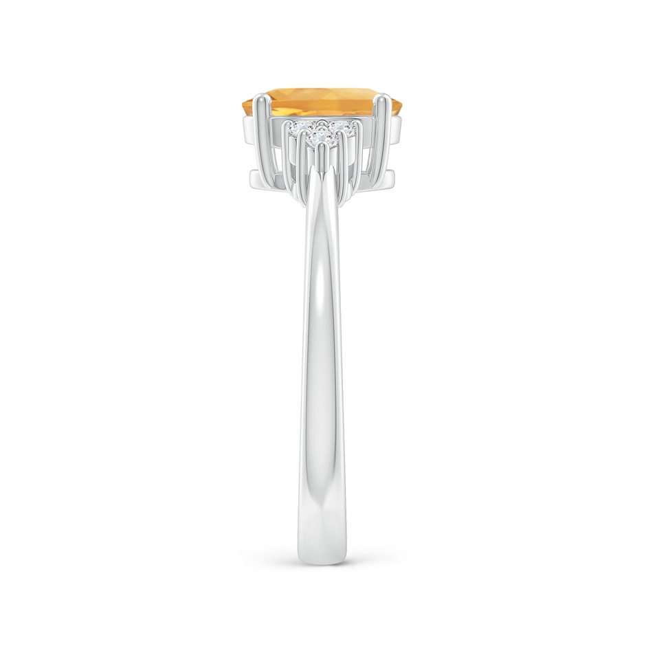 8x6mm A Solitaire Oval Citrine Ring with Trio Diamond Accents in White Gold side 2