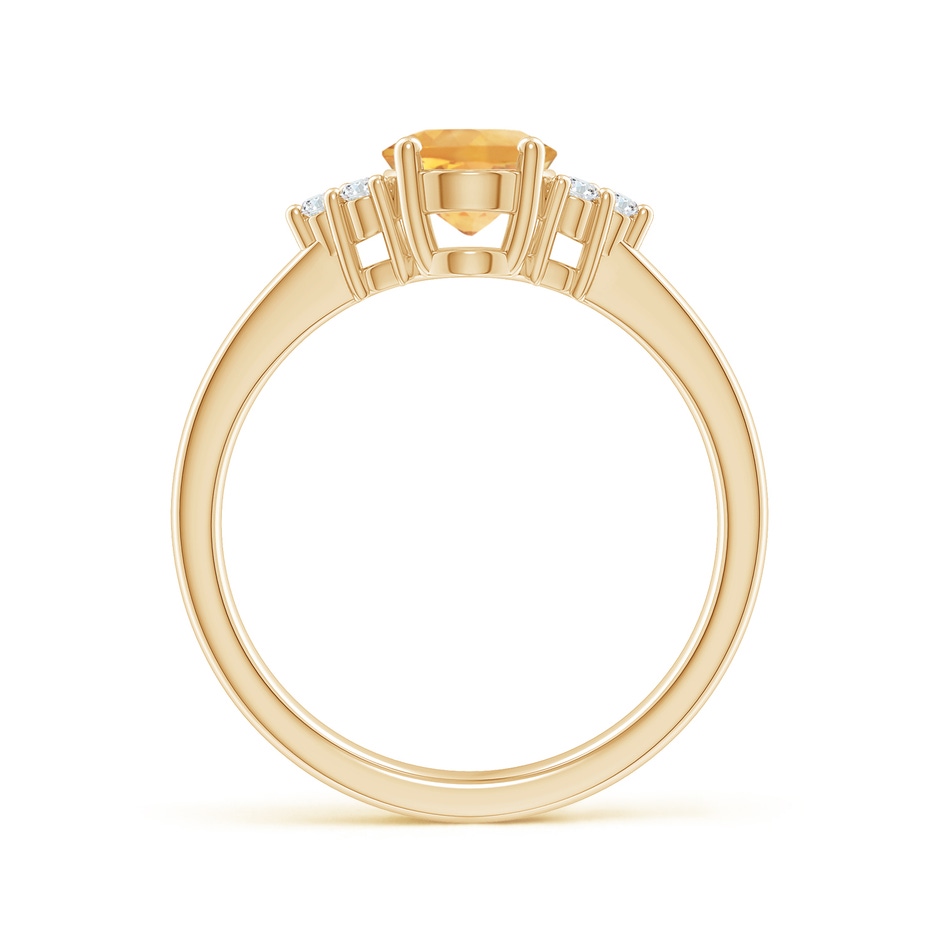 8x6mm A Solitaire Oval Citrine Ring with Trio Diamond Accents in Yellow Gold side 1