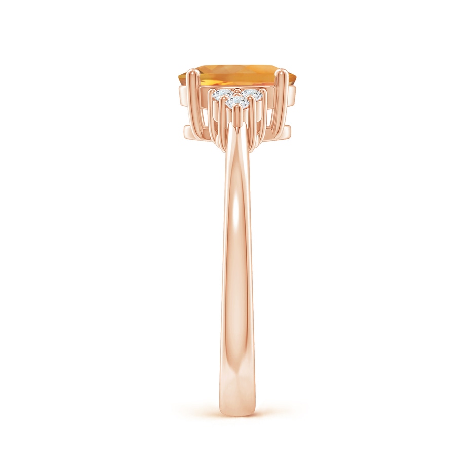 8x6mm AA Solitaire Oval Citrine Ring with Trio Diamond Accents in Rose Gold side 2