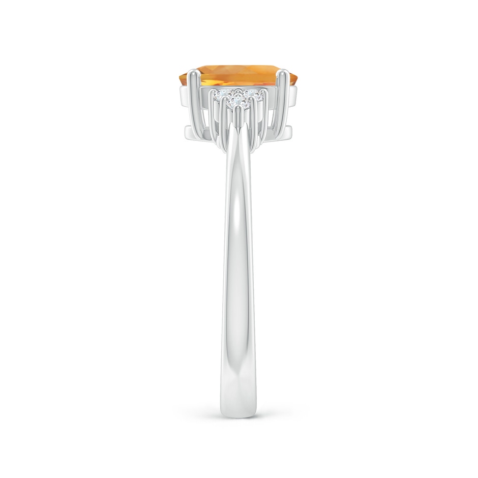8x6mm AA Solitaire Oval Citrine Ring with Trio Diamond Accents in White Gold side 2