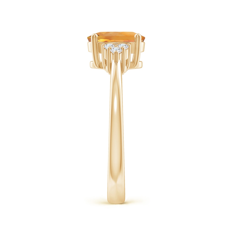 8x6mm AA Solitaire Oval Citrine Ring with Trio Diamond Accents in Yellow Gold side 2