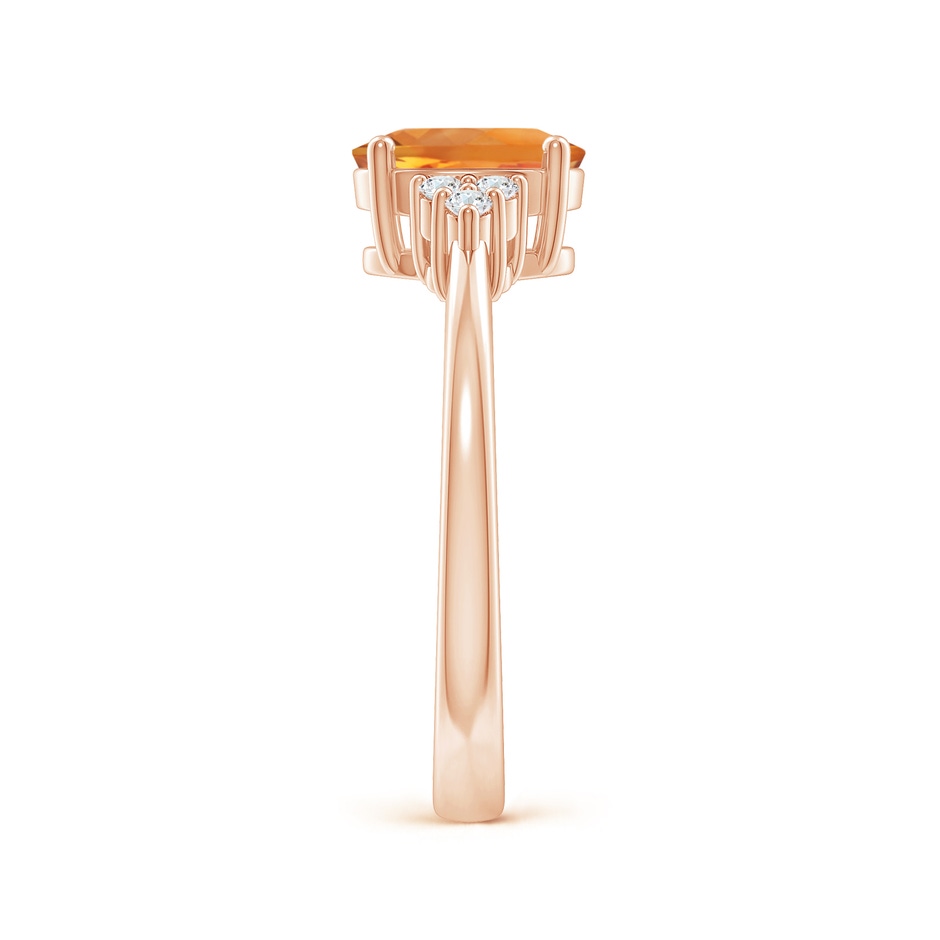 8x6mm AAA Solitaire Oval Citrine Ring with Trio Diamond Accents in Rose Gold side 2