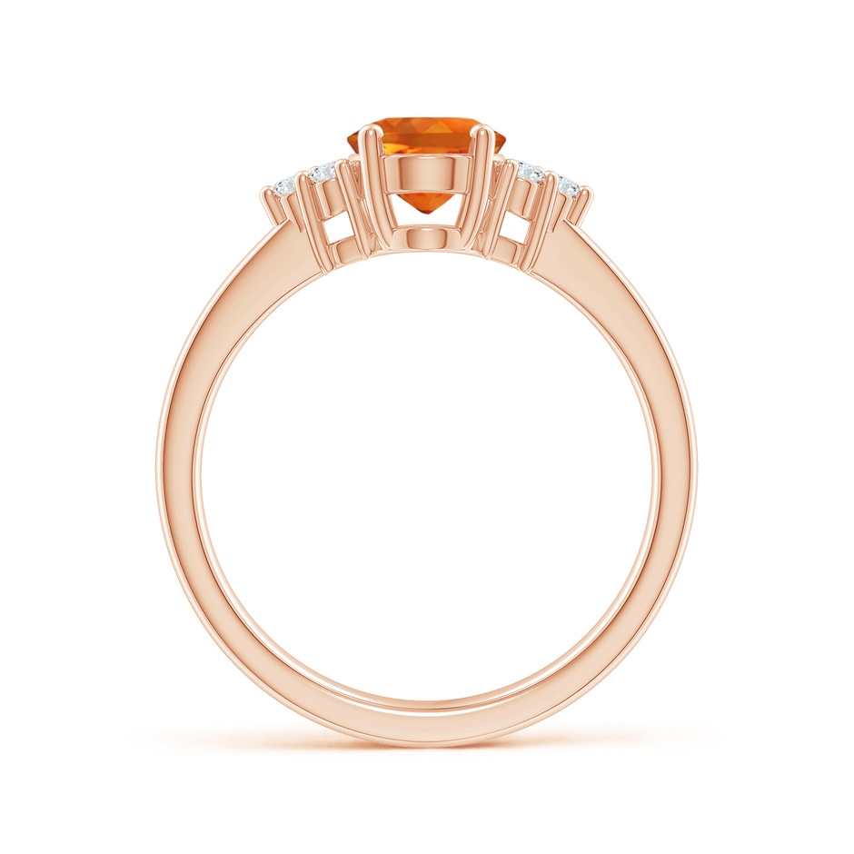 8x6mm AAAA Solitaire Oval Citrine Ring with Trio Diamond Accents in Rose Gold side 1