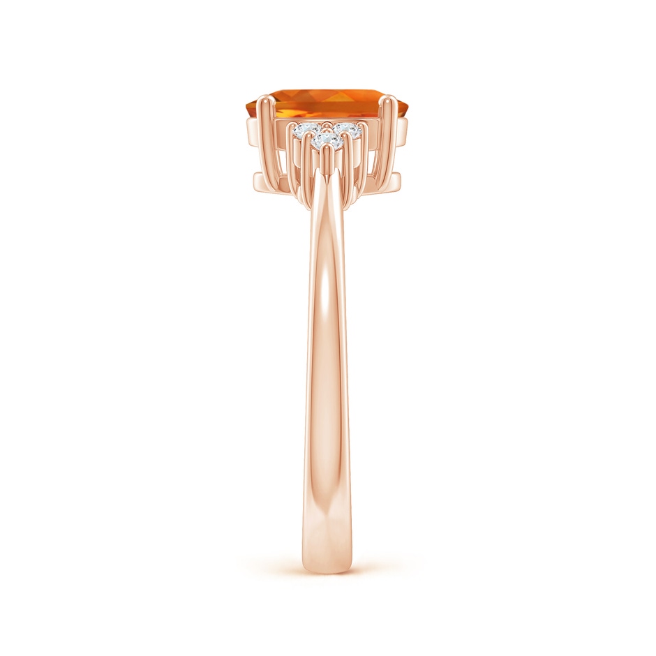 8x6mm AAAA Solitaire Oval Citrine Ring with Trio Diamond Accents in Rose Gold side 2