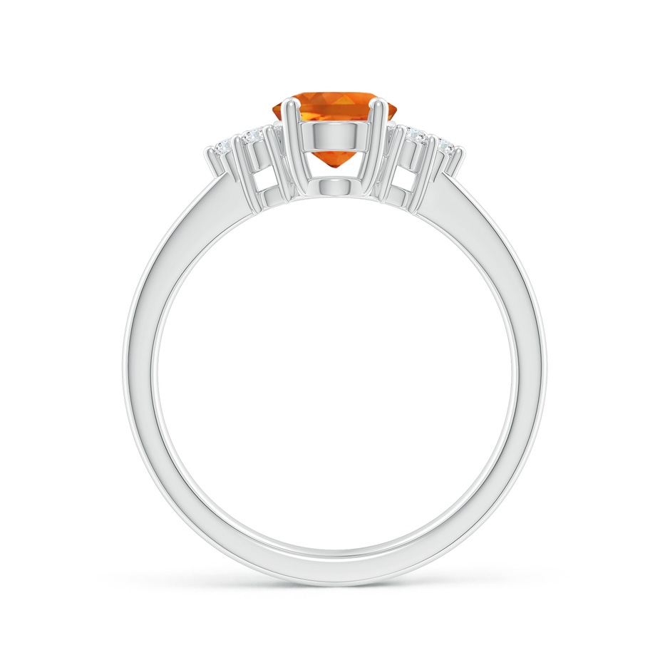 8x6mm AAAA Solitaire Oval Citrine Ring with Trio Diamond Accents in White Gold side 1