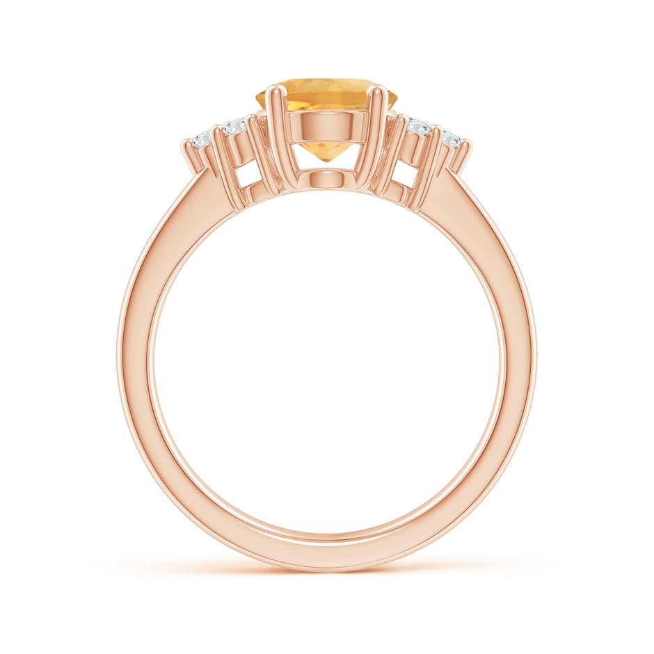 9x7mm A Solitaire Oval Citrine Ring with Trio Diamond Accents in Rose Gold side 1