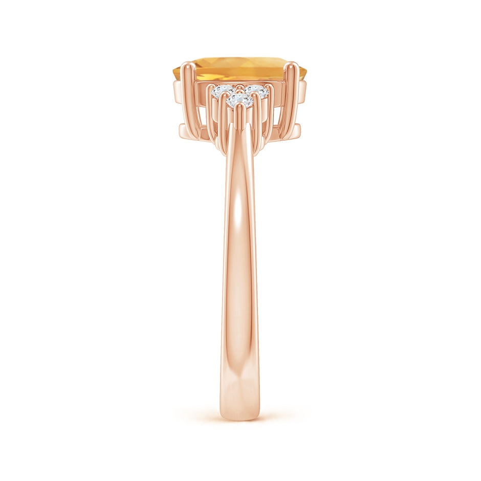 9x7mm A Solitaire Oval Citrine Ring with Trio Diamond Accents in Rose Gold side 2