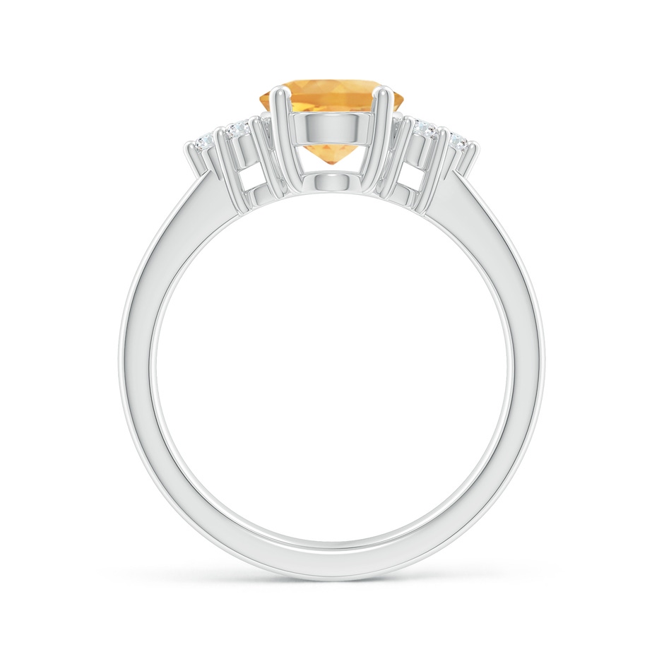 9x7mm A Solitaire Oval Citrine Ring with Trio Diamond Accents in White Gold side 1