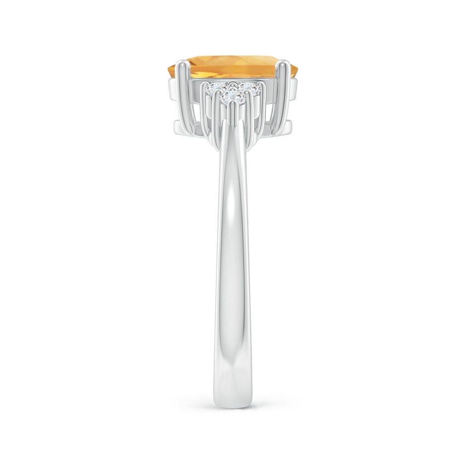 9x7mm A Solitaire Oval Citrine Ring with Trio Diamond Accents in White Gold side 2